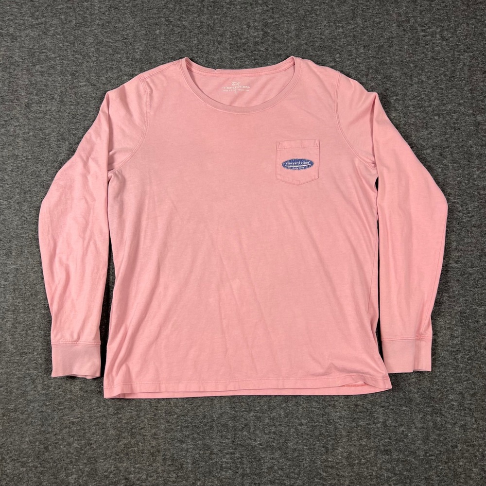 Vineyard Vines Pocket Tee Men's Large Pink Good Long Sleeve Shirt